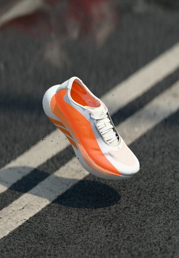 adidas Performance HYPERBOOST EDGE - Road running shoes - footwear white/pure orange/silver-coloured metallic
