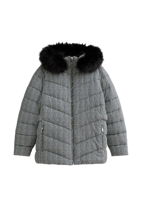 New Look Curves CURVES HERRINGBONE PRINT HOOD PUFFER