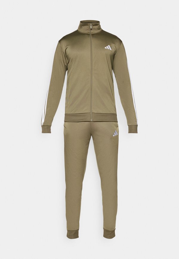 adidas Sportswear 3 STRIPES SET - Tracksuit - olive strata/white