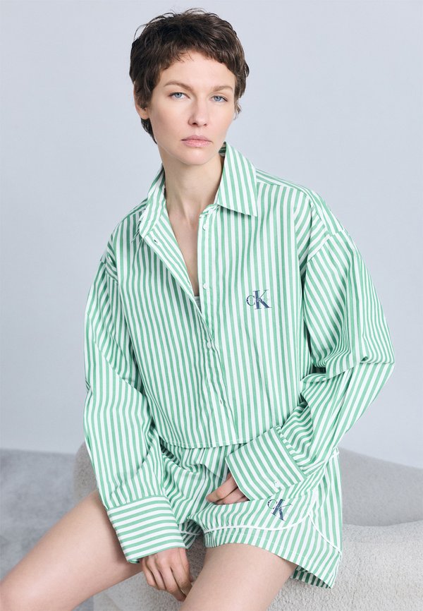 Calvin Klein Underwear CROPPED SHIRT - Pyjama top - mardi gras green