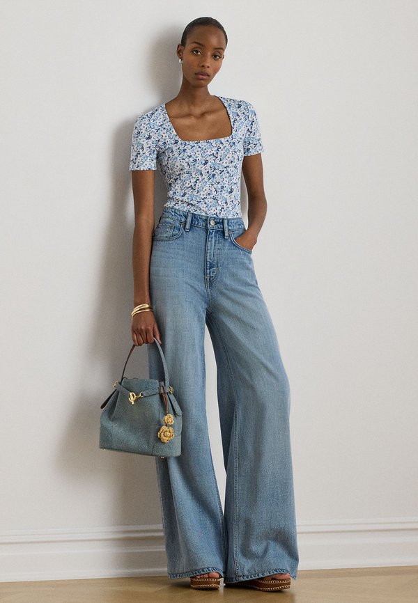 Lauren Ralph Lauren FLORAL COTTON JERSEY SQUARE-NECK TOP