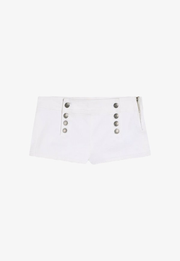 Bershka SHORTS WITH METAL BUTTONS - Denim shorts - white