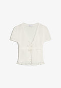 Bershka SHORT SLEEVE TIE BLOUSE - Blouse - white
