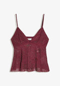 Bershka BEADED MESH - STRAPPY TOP - Top - dark red