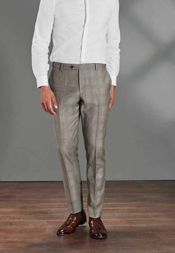 Next Signature Empire Mills 100% Wool Check Suit Trousers Slim Fit