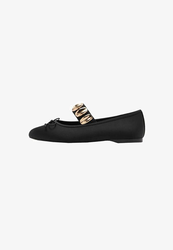 Mango Ankle strap ballet pumps - black