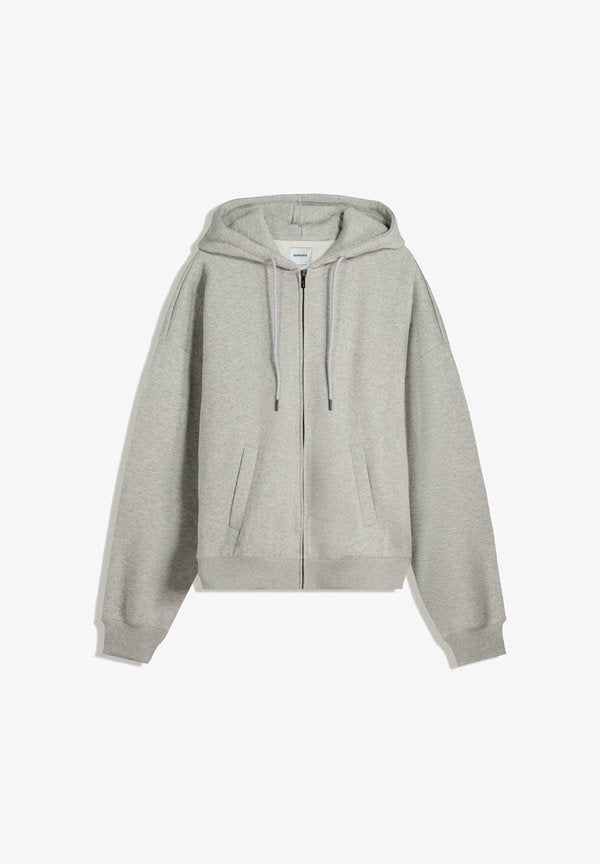 Bershka HOODIE - Zip-up sweatshirt - grey