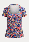 Lauren Ralph Lauren FLORAL COTTON JERSEY SQUARE-NECK TOP