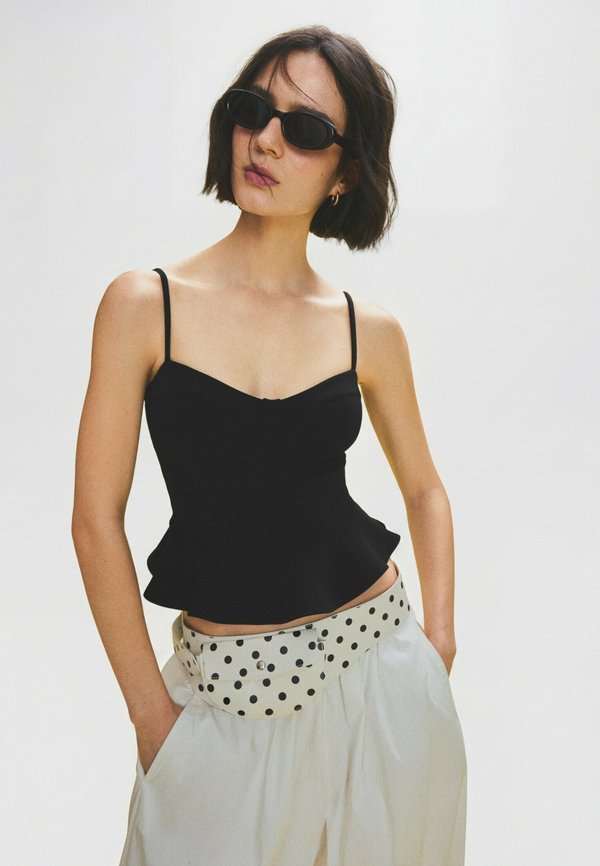 Bershka PEPLUM CORSET TOP - Top - black