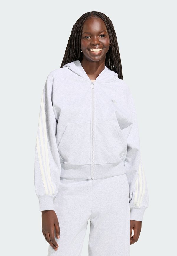 adidas Sportswear ADIDAS SPORTSWEAR W AK 3S FZ HD - Zip-up sweatshirt - light grey heather/off white