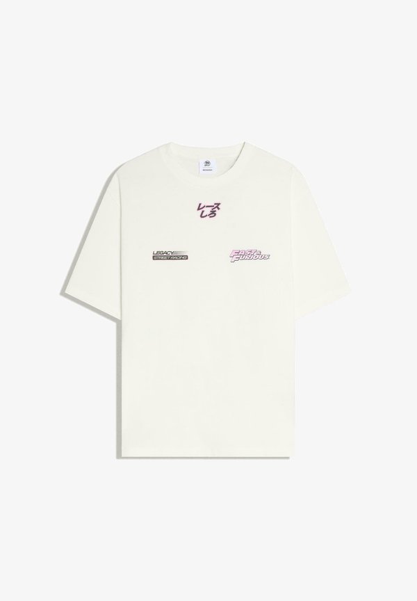 Bershka FAST FURIOUS - Print T-shirt - white