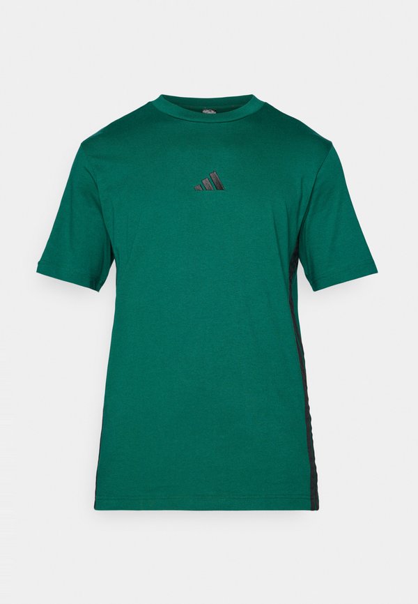 adidas Sportswear ESSENTIALS THREE STRIPES SINGLE - Print T-shirt - collegiate green/black