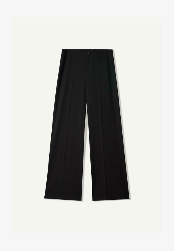Bershka WIDE-LEG - TROUSERS - Trousers - black