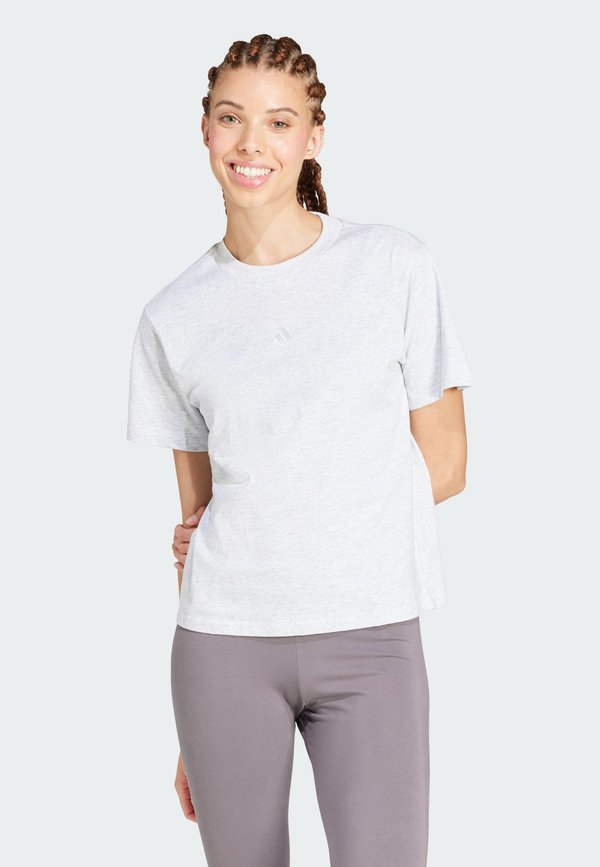 adidas Sportswear ESSENTIALS SMALL LOGO - Basic T-shirt - light grey heather/white