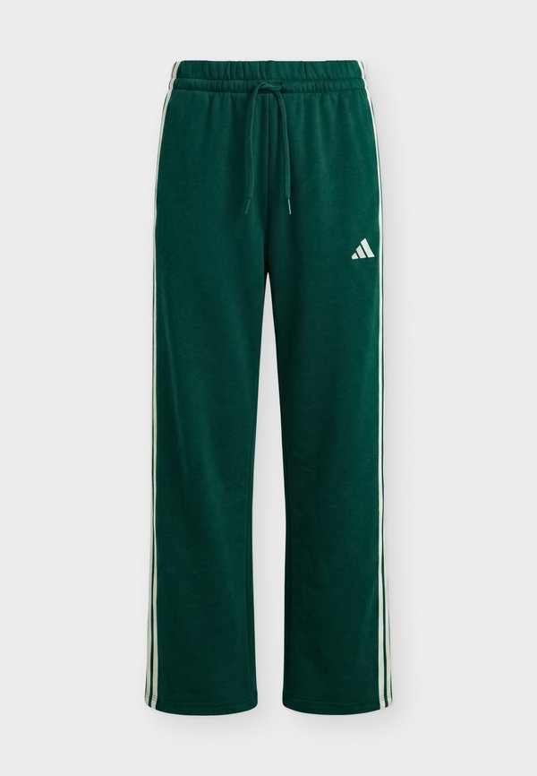 adidas Sportswear ESSENTIALS 3 STRIPES OPEN HEM PANTS - Tracksuit bottoms - collegiate green/ivory