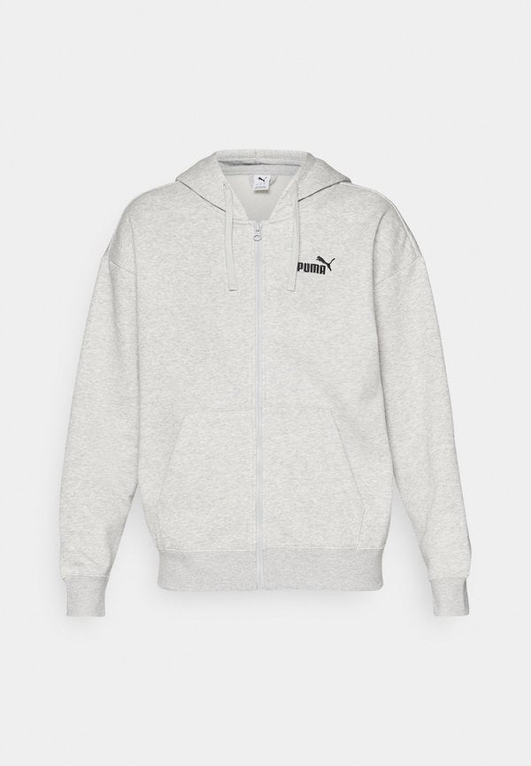 Puma SMALL LOGO COMFORT FULL-ZIP HOODIE - Zip-up sweatshirt - light gray heather