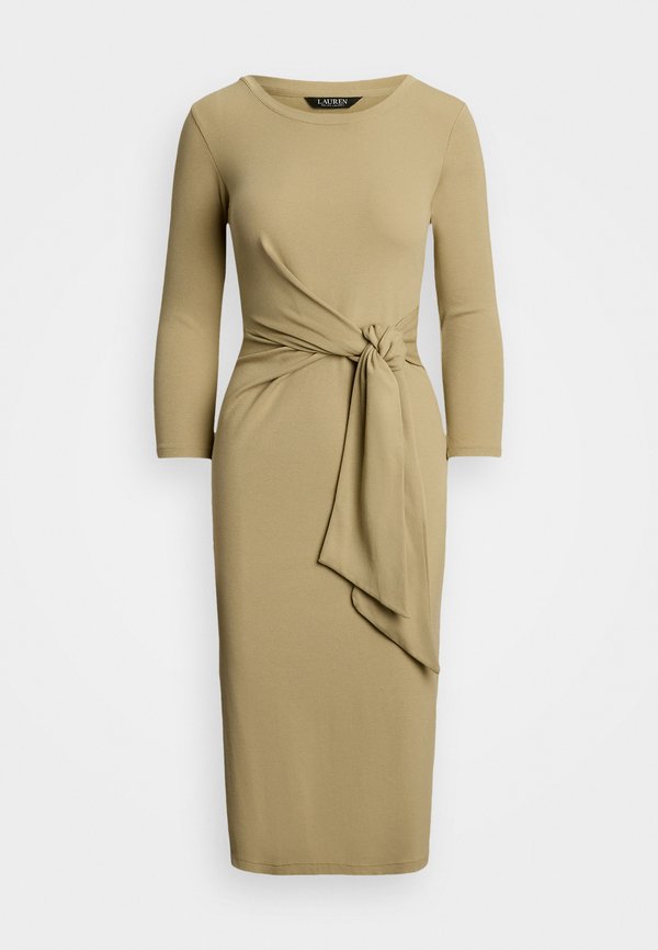 Lauren Ralph Lauren TIE-FRONT COTTON-BLEND CREWNECK DRESS