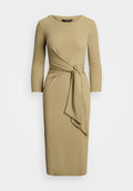 Lauren Ralph Lauren TIE-FRONT COTTON-BLEND CREWNECK DRESS