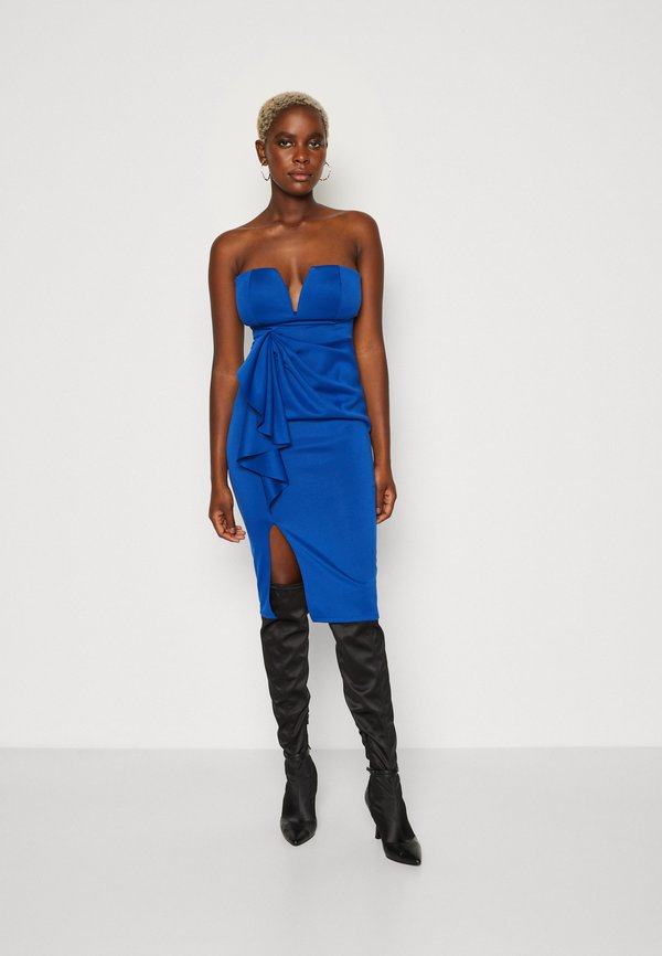 WAL G. SOLANA DRAPED STRAPLESS MIDI