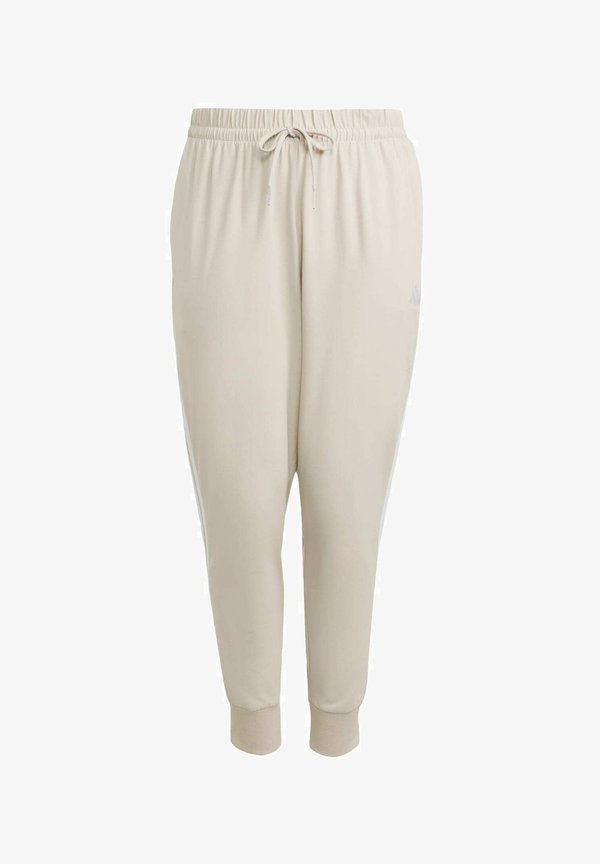 adidas Sportswear ESSENTIALS 3 STRIPES JOGGER  (PLUS SIZE) - Tracksuit bottoms - beige/white