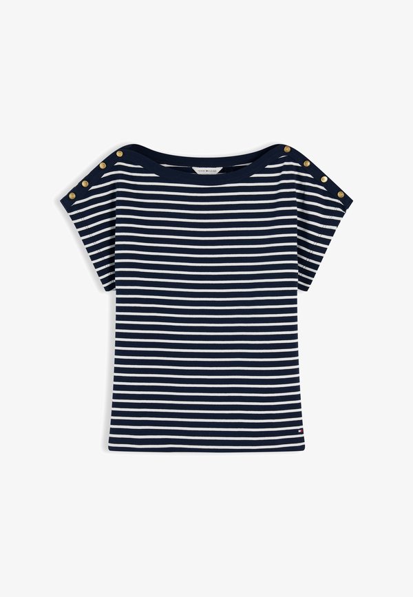 Tommy Hilfiger BOAT NECK TEE - Print T-shirt - dark night navy/calico