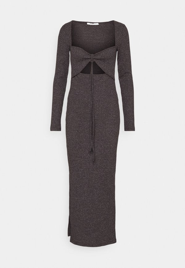 NA-KD TIE NECK LONG SLEEVE DRESS