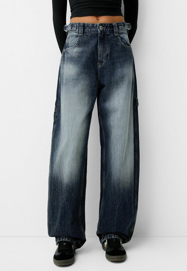 Bershka CARPENTER - Wide Leg - blue
