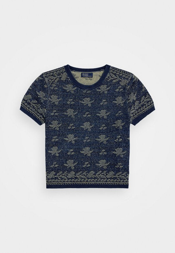 Polo Ralph Lauren FLORAL COTTON SHORT SLEEVE SWEATER