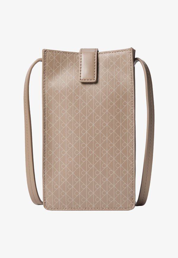 Calvin Klein EMBLEM PHONE CROSSBODY - Phone pouch - desert taupe