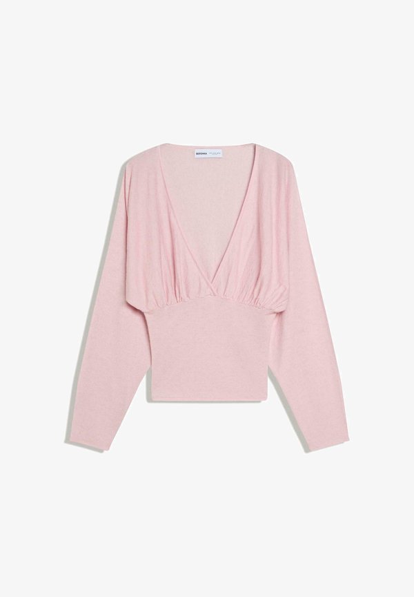 Bershka V-NECK JUMPER - Jumper - light pink