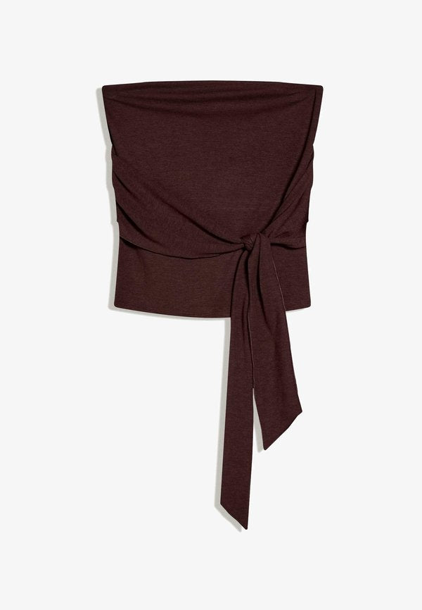 Bershka TIED BANDEAU - TOP - Top - dark brown