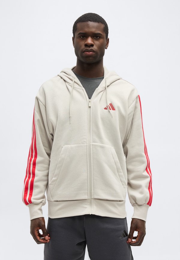 adidas Sportswear ESSENTIALS THREE STRIPES FLEECE - Zip-up sweatshirt - alumina/pure ruby