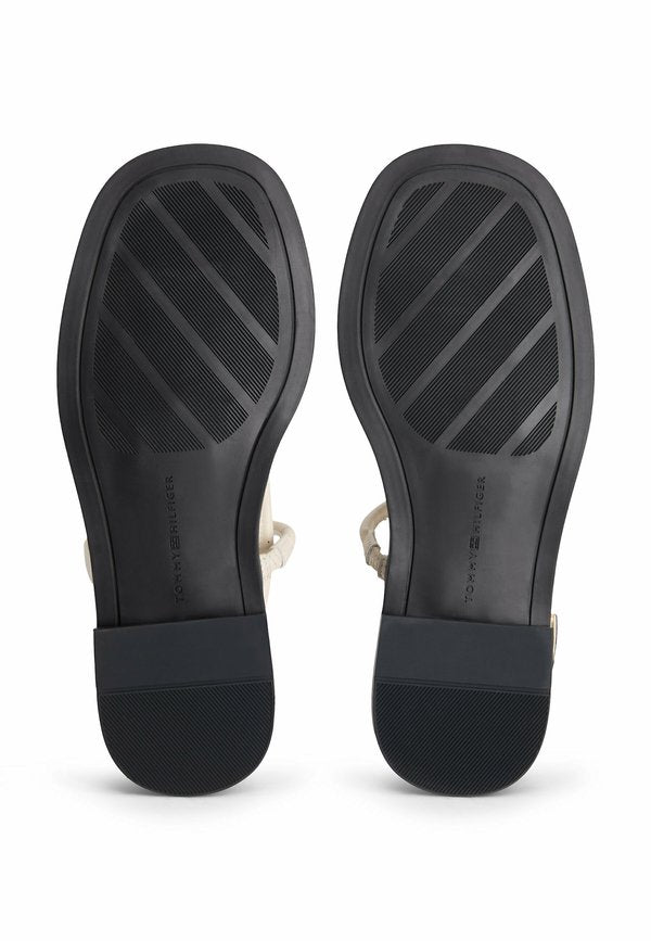 Tommy Hilfiger LEATHER TH MONOGRAM GOLD-TONE HEEL SANDALS