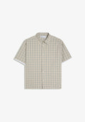Bershka SHORT SLEEVE CHECK SHIRT - Shirt - sand
