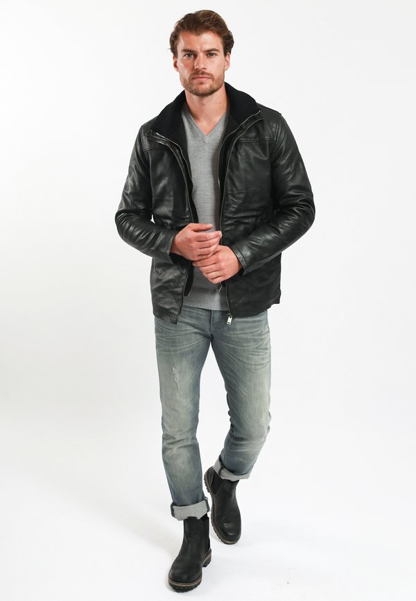 Lee Cooper LONG JACKET WITH COLLAR SHIRT - 2 SPLIT  SIDE POCKETS - FR