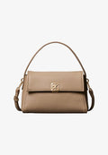 Calvin Klein EMBLEM HW PEBBLE SHOULDER BAG 25 - Handbag - desert taupe