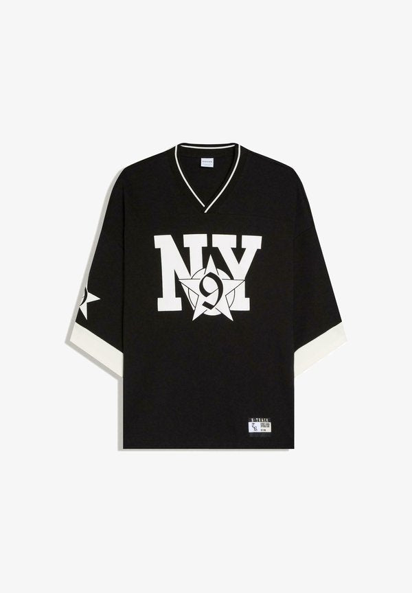 Bershka SHORT SLEEVE SPORT  - Print T-shirt - black
