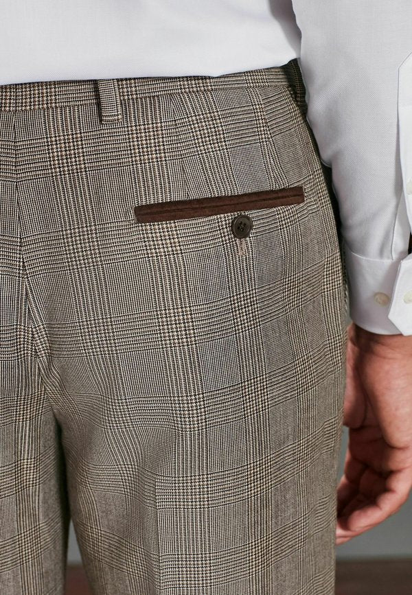 Next Signature Empire Mills 100% Wool Check Suit Trousers Slim Fit