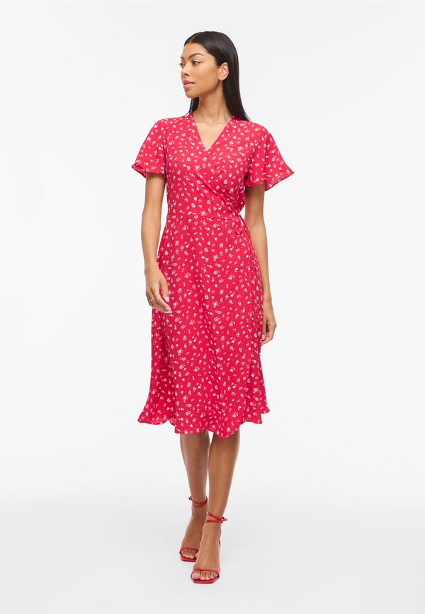 VILA VILOVIE S/S WRAP MIDI DRESS - NOOS