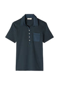 Marc O'Polo MARC O'POLO KURZARM POLOSHIRT SLIM MIT MATERIAL-MIX-DETAILS