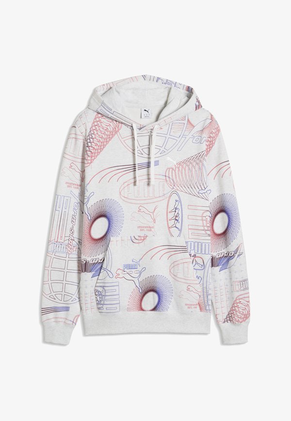 Puma ESSENTIALS PRINTED GRAPHIC HOODIE - Hoodie - white glow heather