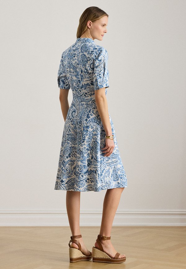 Lauren Ralph Lauren PAISLEY TIE-FRONT LINEN SHIRTDRESS