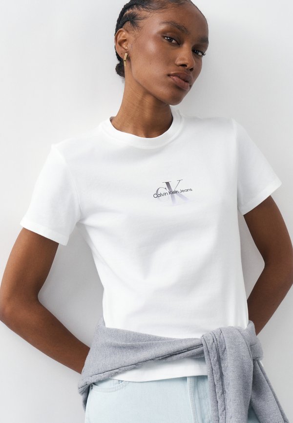 Calvin Klein Jeans GRADIENT MONOLOGO SLIM TEE - Basic T-shirt - bright white