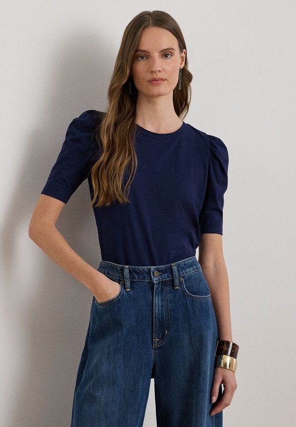 Lauren Ralph Lauren SLUB JERSEY PUFF-SLEEVE TOP