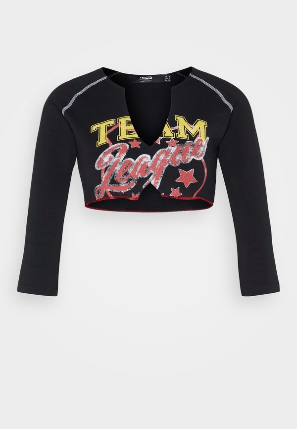 Jaded London CROPPED RAGLAN WITH CONTRAST STITCH & PLACEMENT SCREEN PRINT