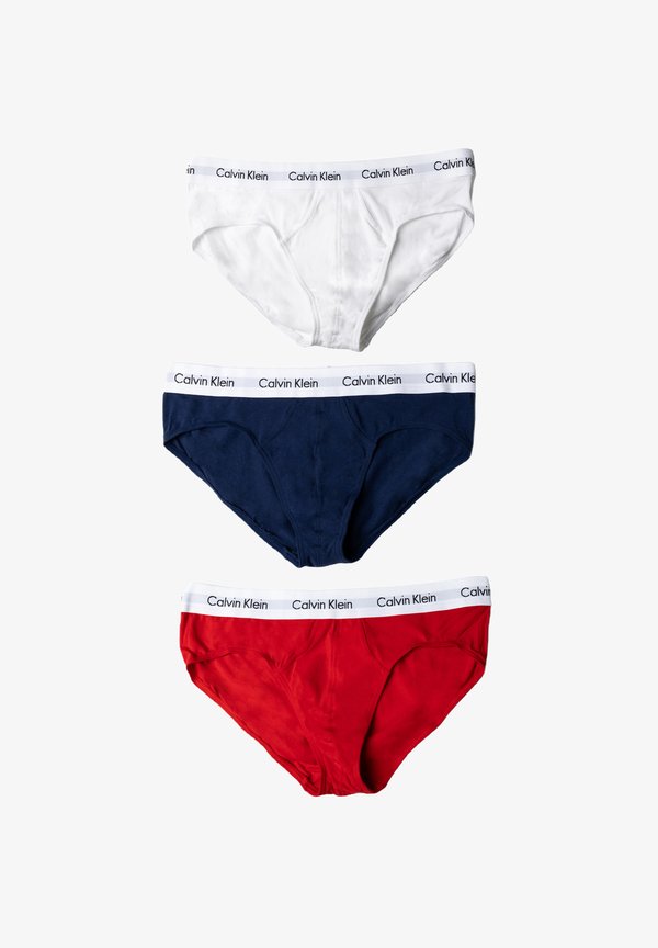 Calvin Klein Underwear 3 PACK - Briefs - white / red ginger / pyro blue