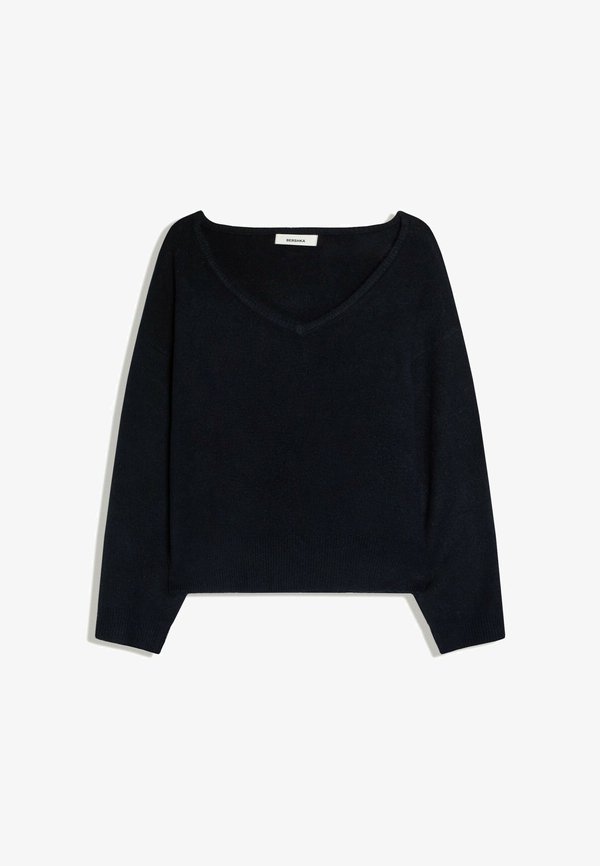Bershka SOFT TOUCH V-NECK - JUMPER - Jumper - dark blue
