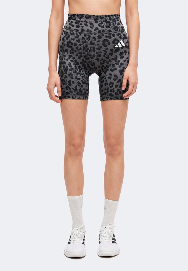 adidas Performance OPTIMÉ ESSENTIALS WORKOUT LEOPARD SHORT - Leggings - grey four/grey six/black