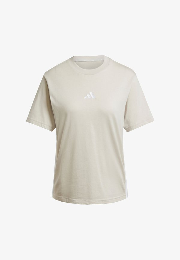 adidas Sportswear ESSENTIALS 3 STRIPES - Print T-shirt - beige white