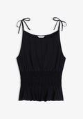 Tommy Hilfiger SMOCKED SHOULDER TIE NS TOP - SMOCKING WITH TIE - Top - black